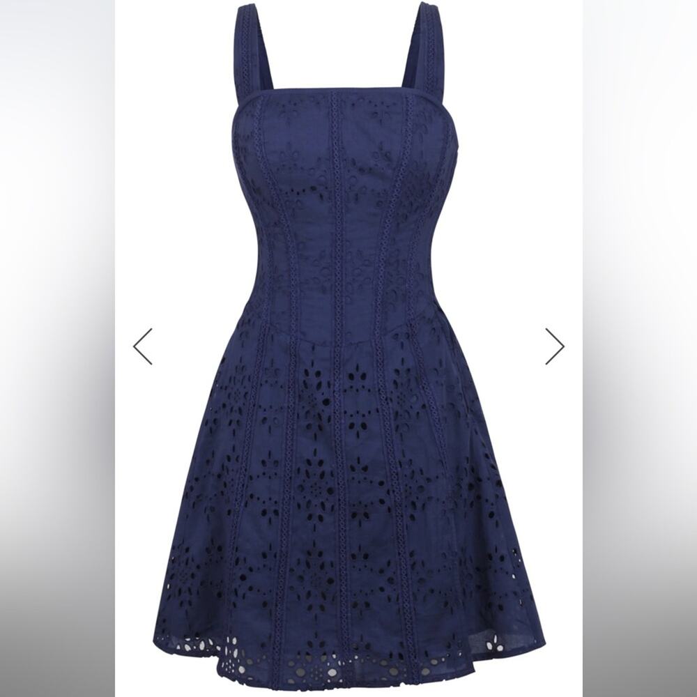NWT Corset Story VERONICA SUMMER NAVY BRODERIE ANGLAISE COTTON CORSET DRESS US 6 - Picture 13 of 14